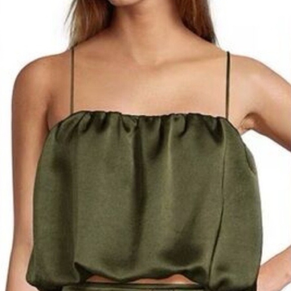 ANTONIO MELANI x Elizabeth Damrich Cecelia Draped Satin Crop Top